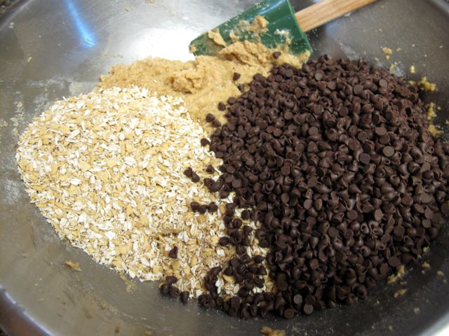 oatmeal chocolate chip cookie prep